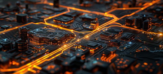 Obraz premium Digital city, smat city, digital community of the next generation.DX, Iot, digital data, digital transformation, digital horizon, illustration abstract. 