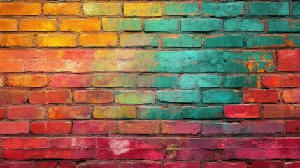 Fototapeta premium Colorful Brick Wall Gradient Painted Texture