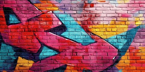 Abstract Graffiti Art On Brick Wall