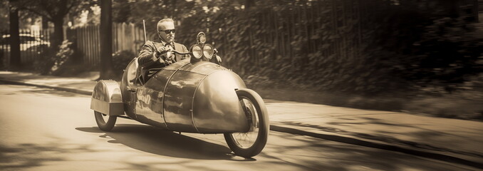 early 1900s scifi style racing and cruising automobiles or fast moving cars.