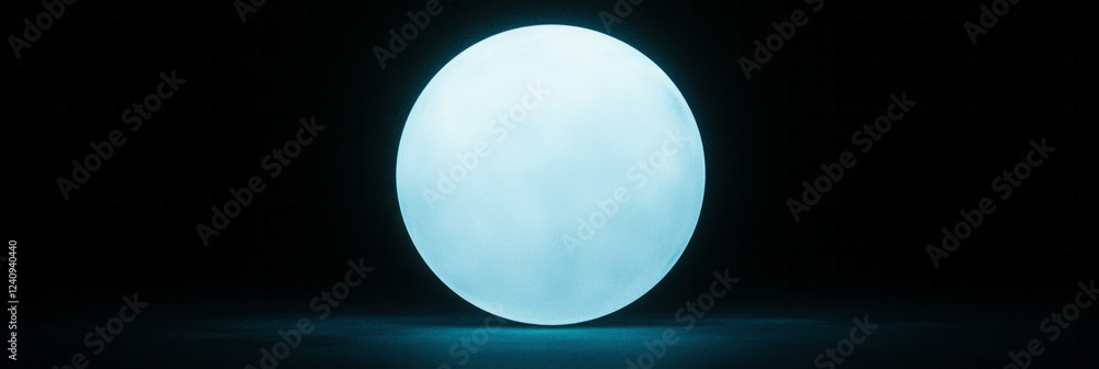 Poster an artistic close-up of a light orb glowing against a pitch-black background, highlighting the ether