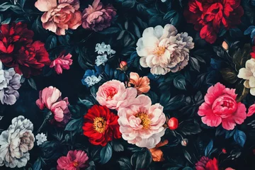 Gardinen Dark floral pattern with rich colors. © AuraArt