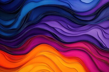A vibrant, abstract image showcasing flowing waves of blue, purple, pink, and orange colors, creating a dynamic and vivid visual effect.