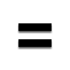 Black color = equals sign with a soft shadow down on transparent background