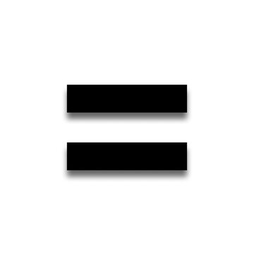 Black color = equals sign with a soft shadow down on transparent background
