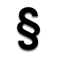 Black color § section sign with a soft shadow down on transparent background