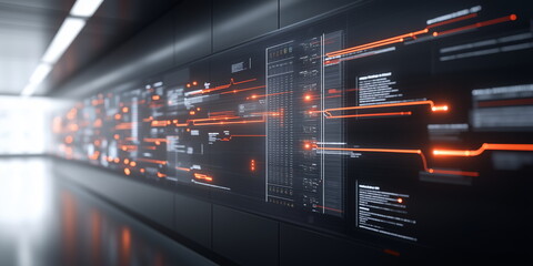 Fototapeta premium Advanced building entrance floor directory or tenant list. Electronic status board.