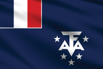 French Southern and Antarctic Territory flag official colors and proportion digital vector illustration. Pleated flag.