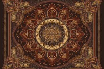 Obraz premium Ornate Mandala: A Tapestry of Brown and Gold
