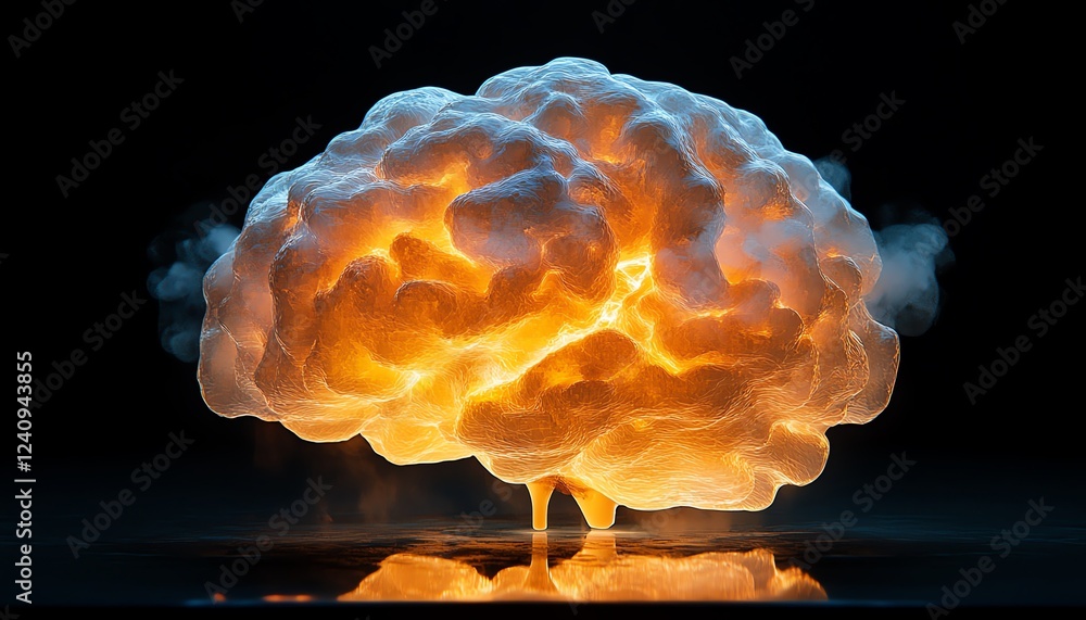 Poster a conceptual image of a human brain glowing from a processor, representing the powerful fusion of bi
