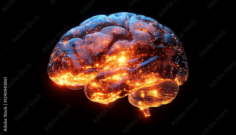 Poster a conceptual image of a human brain glowing from a processor, representing the powerful fusion of bi