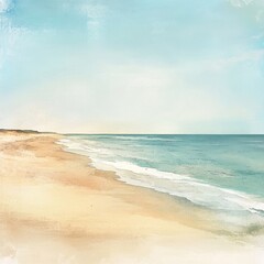 Serene Coastal Scene Sandy Beach Meets Calm Ocean