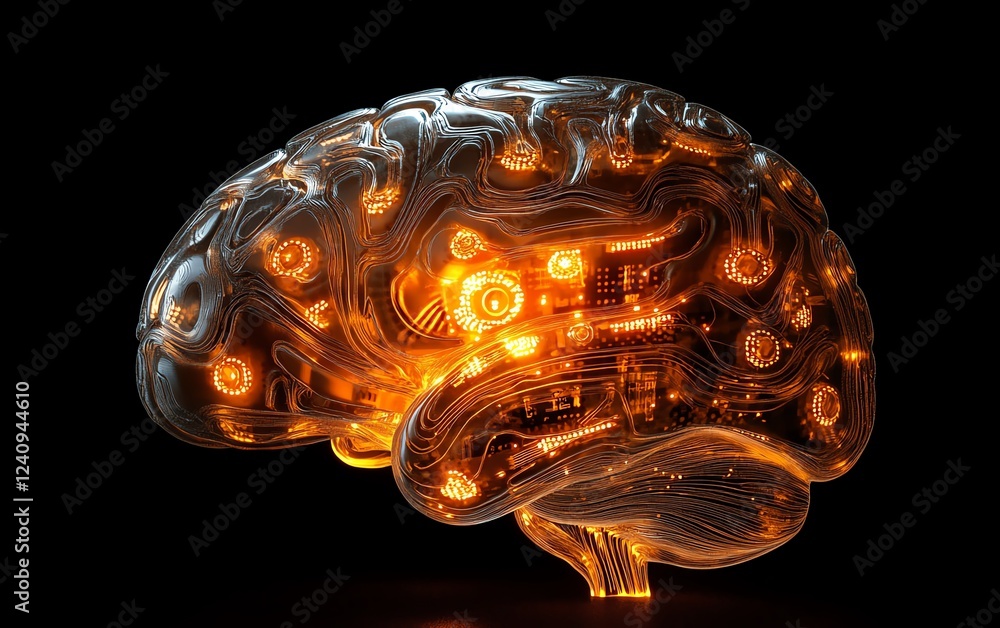 Poster a glowing human brain intertwined with a processor, symbolizing the powerful connection between big 