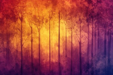 Fototapeta premium Golden Hues Forest Abstract Watercolor Painting