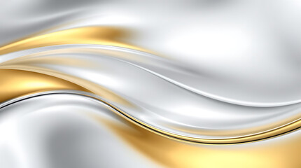 Obraz premium Abstract Gold and Silver Waves: Elegant, Shiny, Metallic Background Texture - Modern Digital Art Design