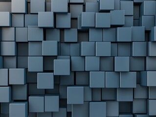 A dynamic arrangement of 3D geometric cubes in varying shades of blue, creating a visually appealing abstract background.