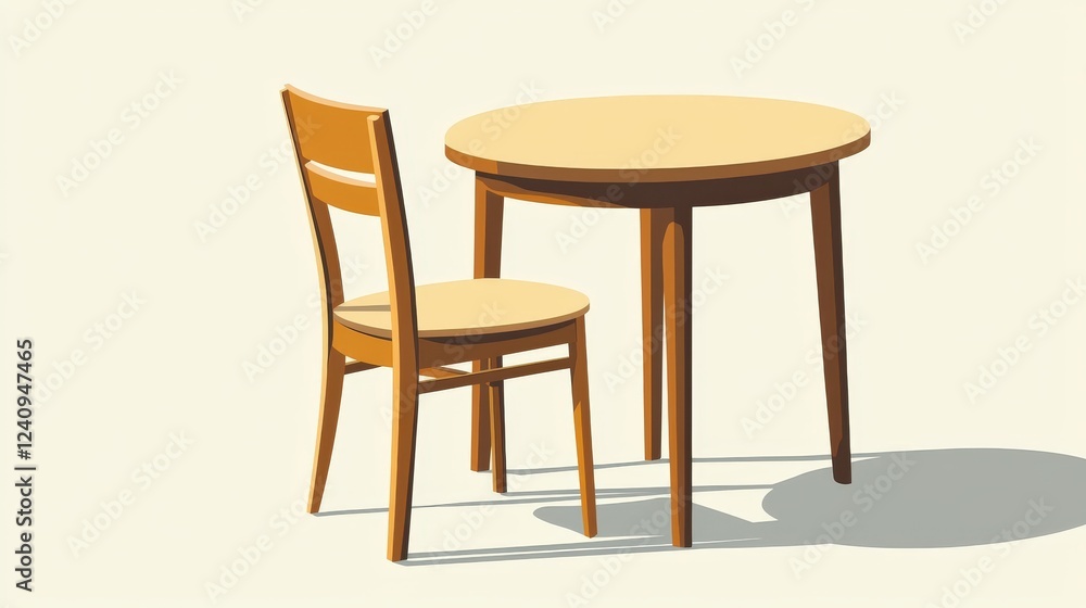 Wall mural simple vector illustration of a table and chair silhouette for minimalist design projects