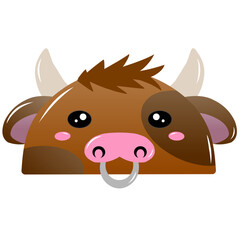 cute cow vector, drawing cartoon cow face, drawing cow face easy and simple full color. Cute bulls vector. Cute brown cow cartoon vector 