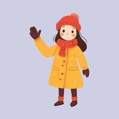 Stylish Girl Wearing Winter Clothes Vector Illustration