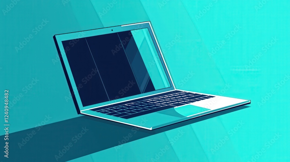 Aufkleber vector illustration of a simple laptop silhouette on a minimalist background with smooth lines and s