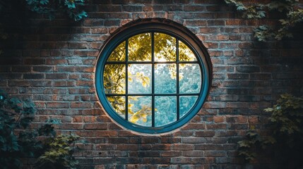 Round Window in Brick Wall, Nature's View