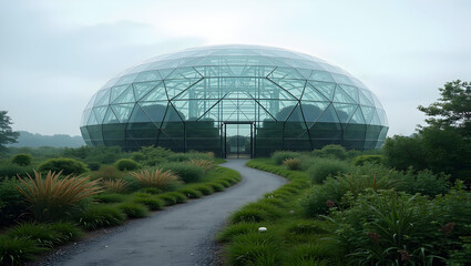 Obraz premium Massive glass dome sheltering a self-sustaining biosphere