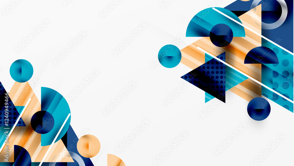 Poster modern geometric background - overlapping triangles with smooth gradients and semi-transparency