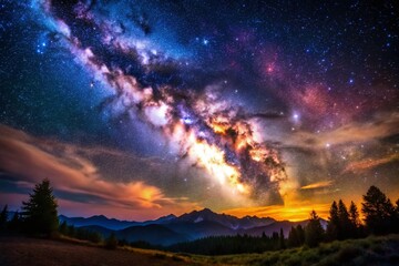 Astrophotography: Breathtaking Milky Way Galaxy at Night with Cosmic Dust and Stars