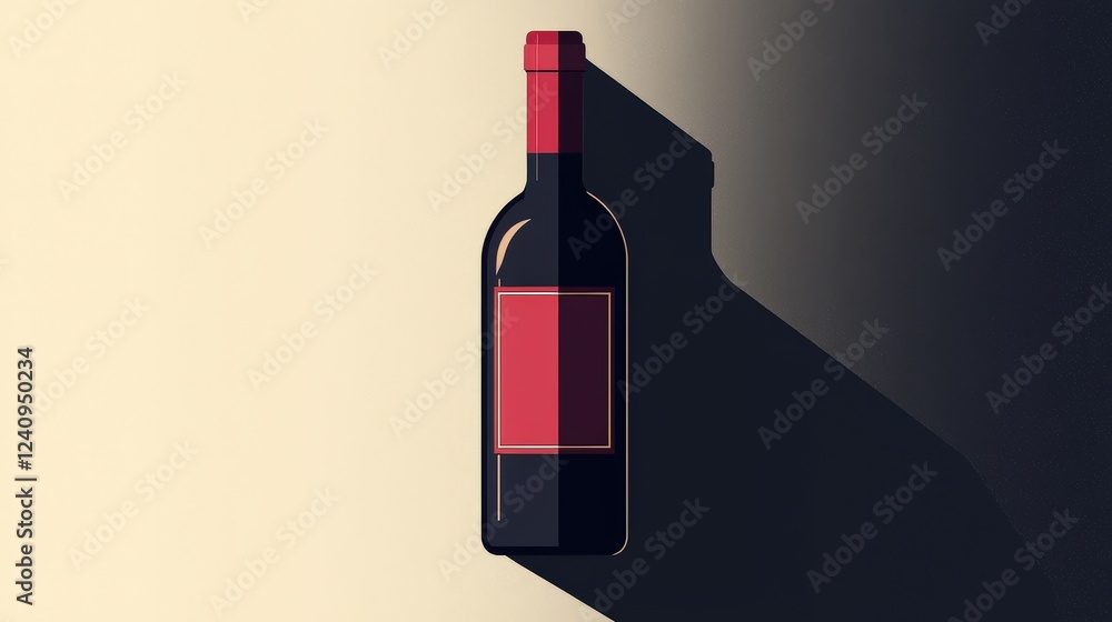 Wall mural simple vector silhouette illustration of a bottle with shadow effect on a light background