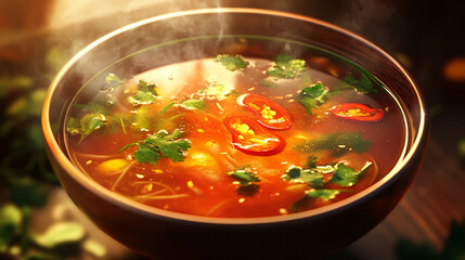 Spicy Thai Tom Yum Soup with Chili Oil