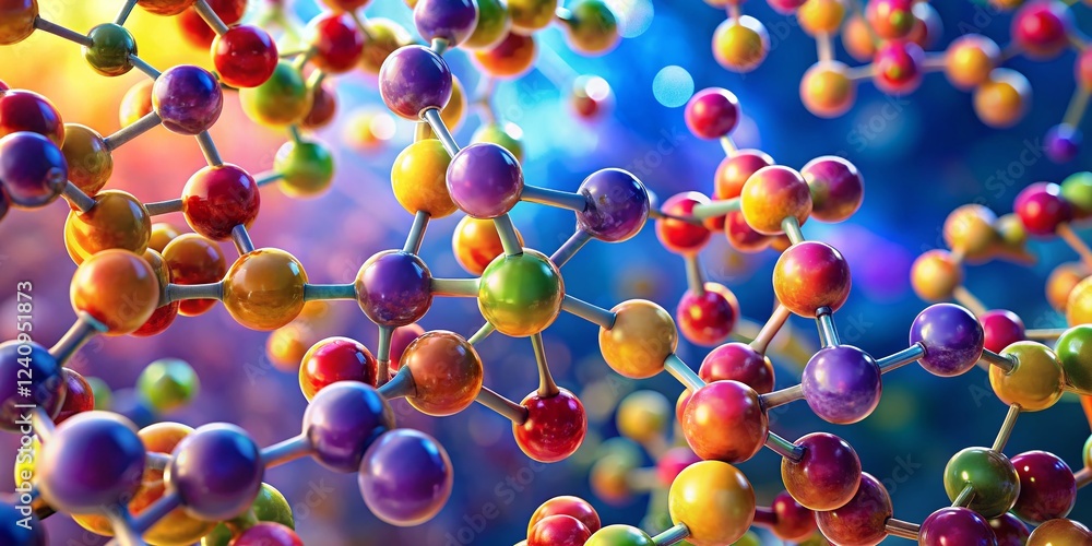 Aufkleber 3d render of grape sugar molecule: aerial view of complex molecular structure