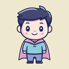 Cute cartoon superheroes in different poses vector illustration 