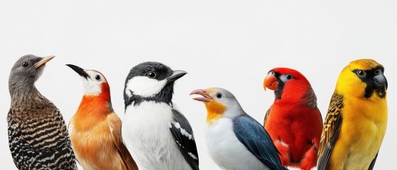 Fototapeta premium Colorful Variety of Birds Showcasing Unique Features and Colors
