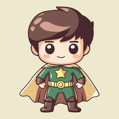 Cute cartoon superheroes in different poses vector illustration 