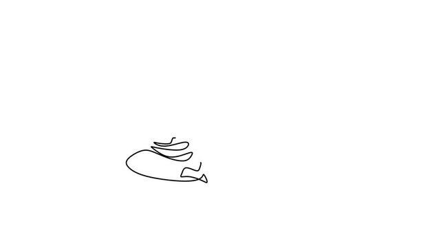 One continuous line drawing animation of a man with Indian flute. Bamboo flute Bansuri is a Indian traditional instrument to accompany the snake dance. The flute used in Hindustani classical music