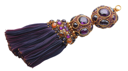 Luxury Tassel Jewelry with Gemstone and Beads Isolated on Transparent Background