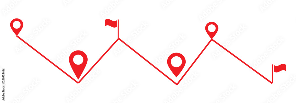 Poster dot line path route travel banner illustration with location map pin icon. route location icon two p