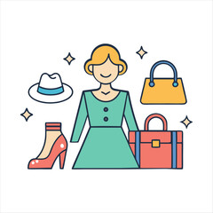 Fashion and Shopping Icons vector silhouette