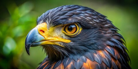 Fototapeta premium Black-breasted Eagle Close-Up: Majestic Andean Raptor Resting in Ecuador