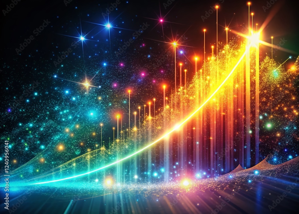Poster abstract digital growth: ascending lines representing success and progress in business