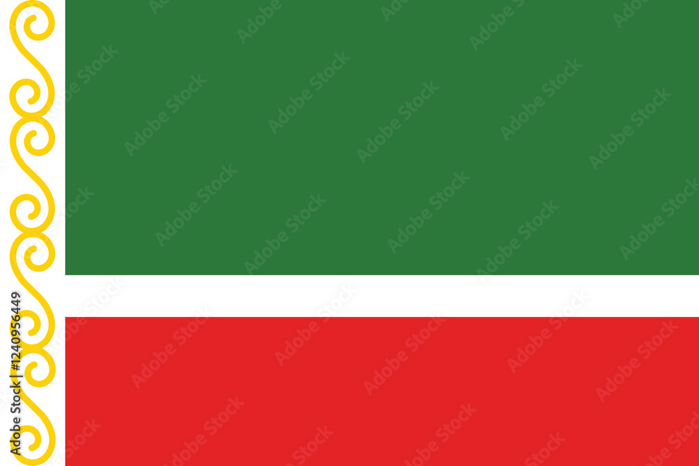 Poster flag of chechnya. flag icon. standard color. standard size. a rectangular flag. computer illustratio