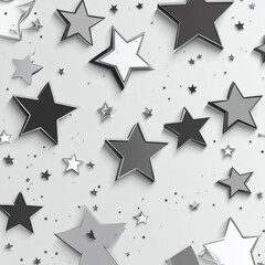 Background with various size grey stars. Vector illiustration