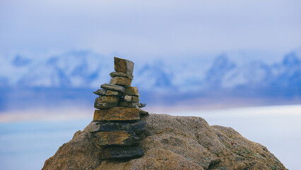 Snow capped mountain landscape in tibet, China