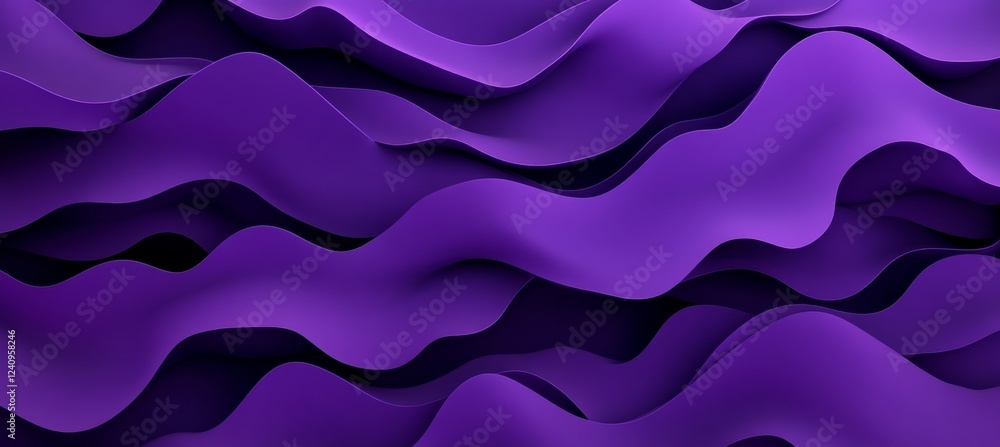 Poster seamless 3d wave pattern, abstract background with monochromatic lavender gray color palette