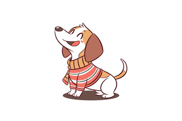 a cute cartoon dog with expressive eyes illustration on a white background