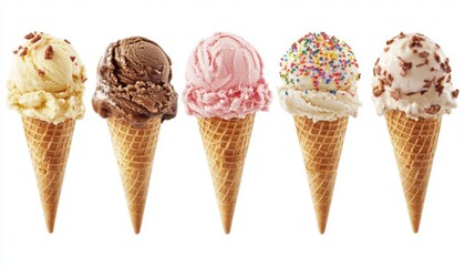 Tiny ice cream cone with a little sprinkle collection, Watercolor style, isolated on white background, clipart