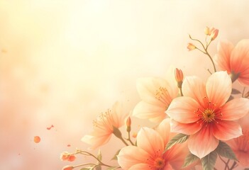 Fototapeta premium Peach Blossom Flowers Soft Light Spring Wallpaper