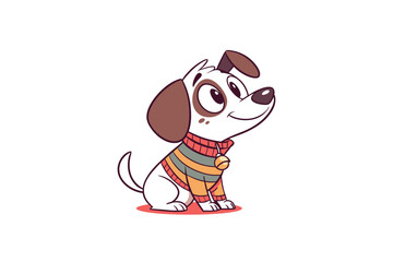 a cute cartoon dog with expressive eyes illustration on a white background
