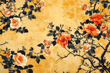 Naklejka premium Orange roses in artistic watercolor style