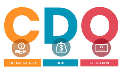 CDO - Collateralized Debt Obligation acronym. business concept background. vector illustration concept with keywords and icons. lettering illustration with icons for web banner, flyer, landing page